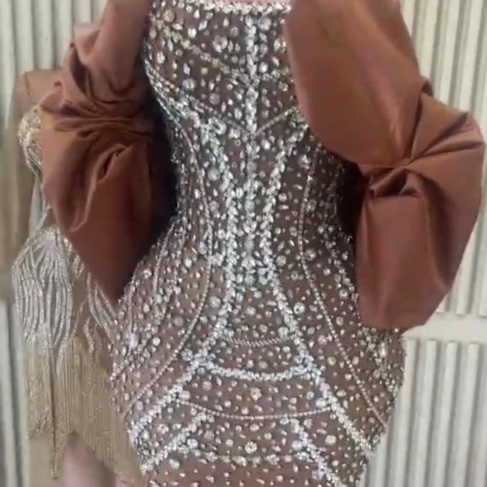 Elegant Brown Embellished Dress never worn